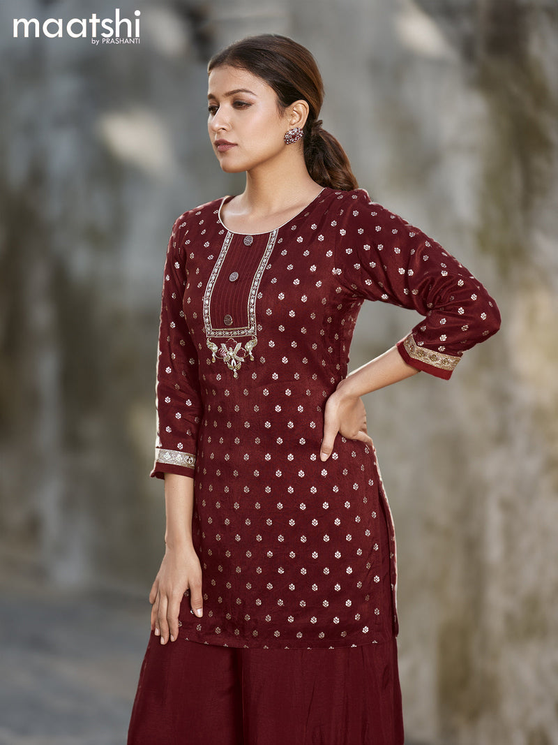 Exclusive Rose Pink Party Wear Kurti And Pant With Dupatta